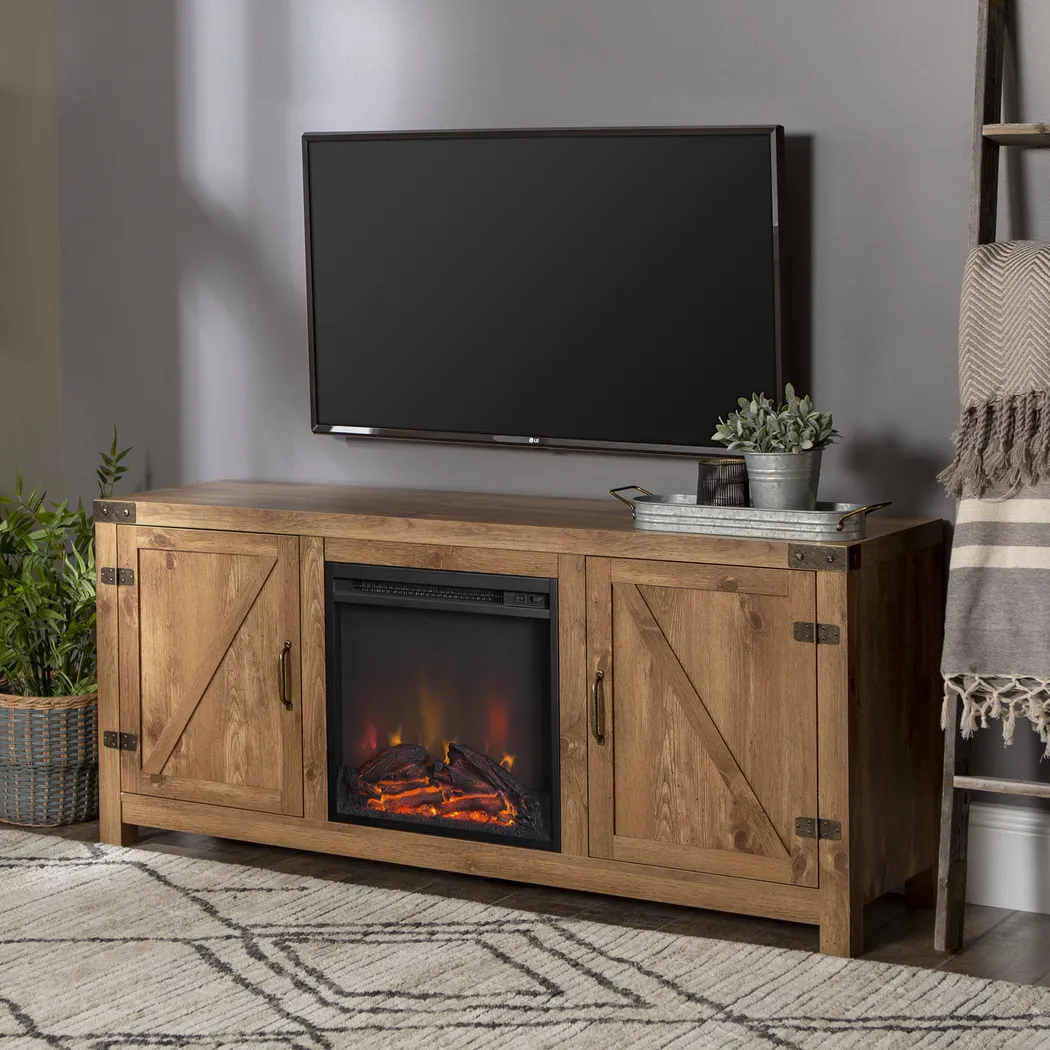 Gloxina Brown 58 in. Console, With Electric Fireplace - Thumbnail - Image 5