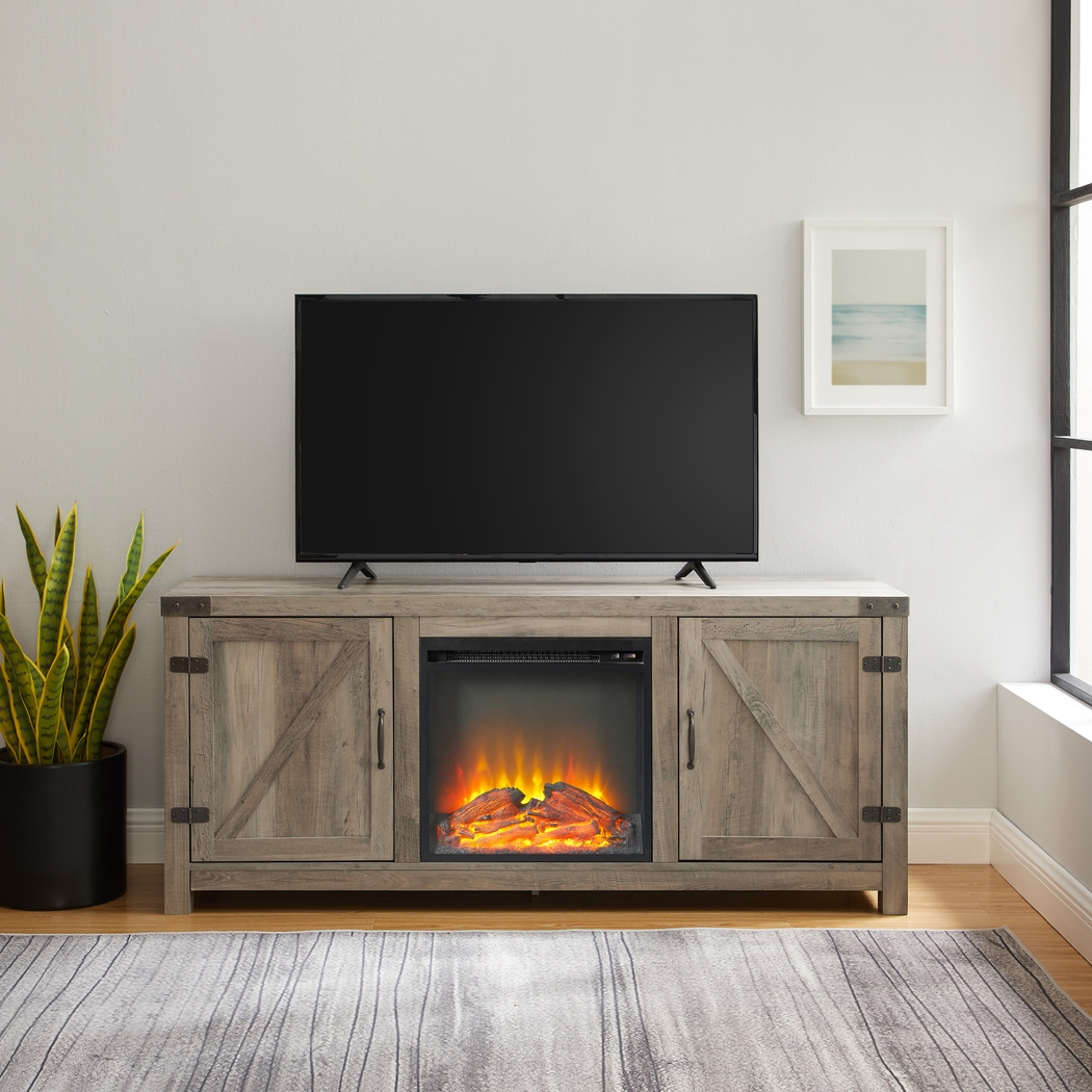 Gloxina Gray 58 in. Console, With Electric Fireplace - Thumbnail - Image 4