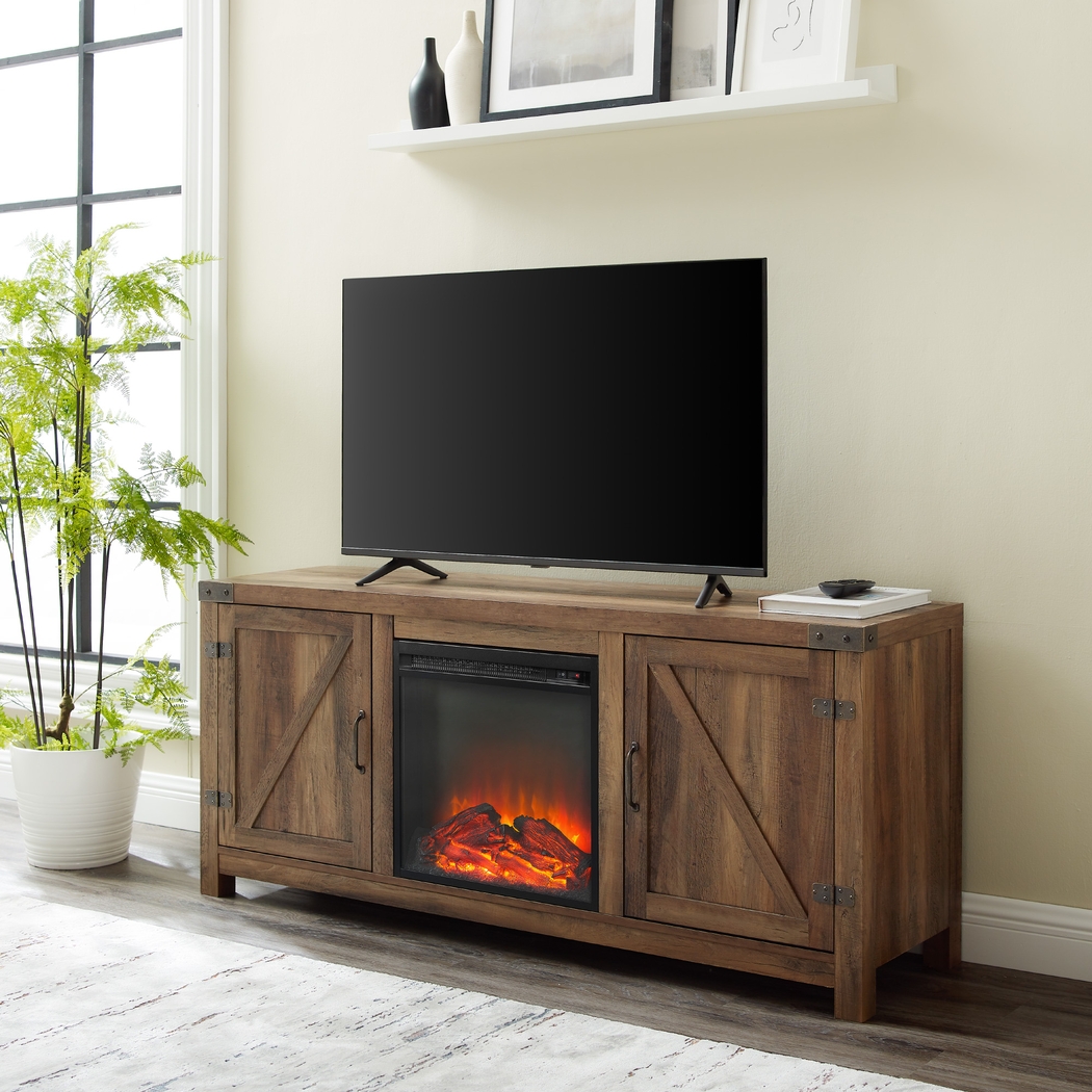 Gloxina Oak 58 in. Console, With Electric Fireplace - Thumbnail - Image 5
