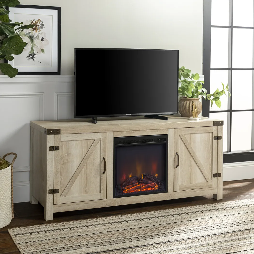 Gloxina White 58 in. Console, With Electric Fireplace - Image 5