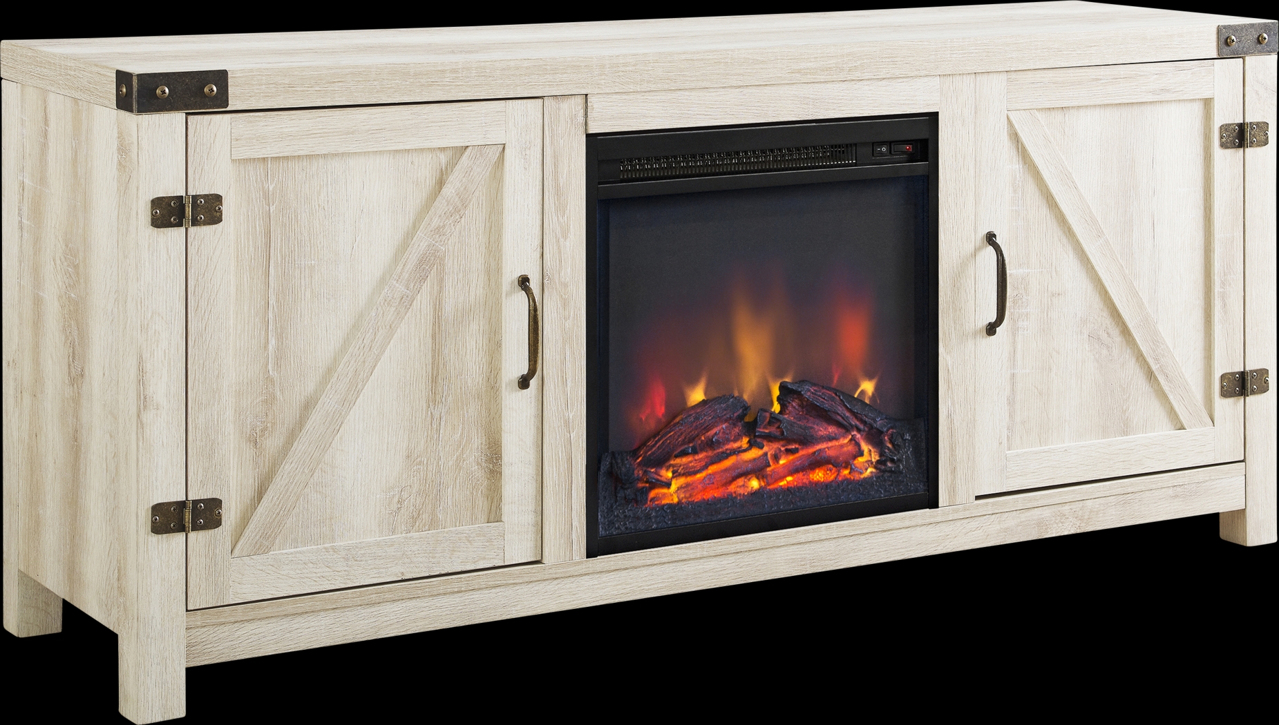 Gloxina White 58 in. Console, With Electric Fireplace - Thumbnail - Image 1
