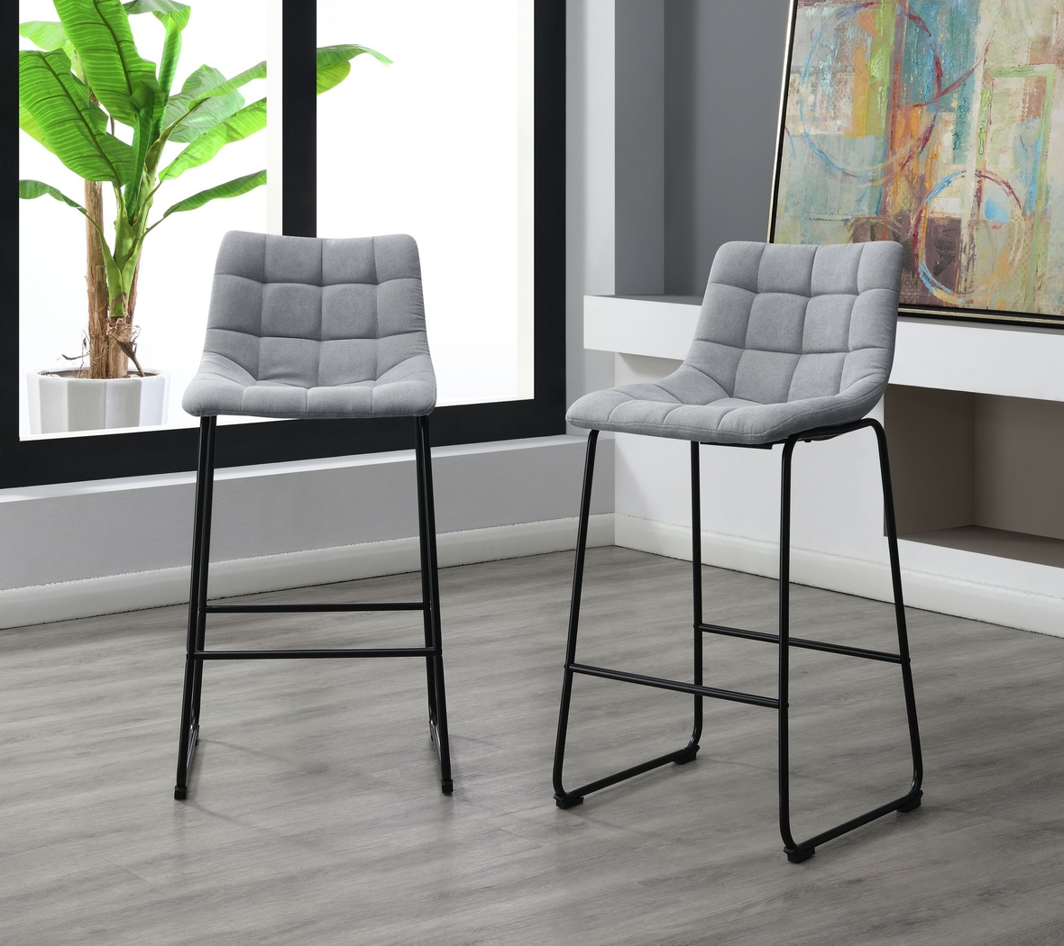 Gnome Gray Barstool, Set of 2 - Thumbnail - Image 2