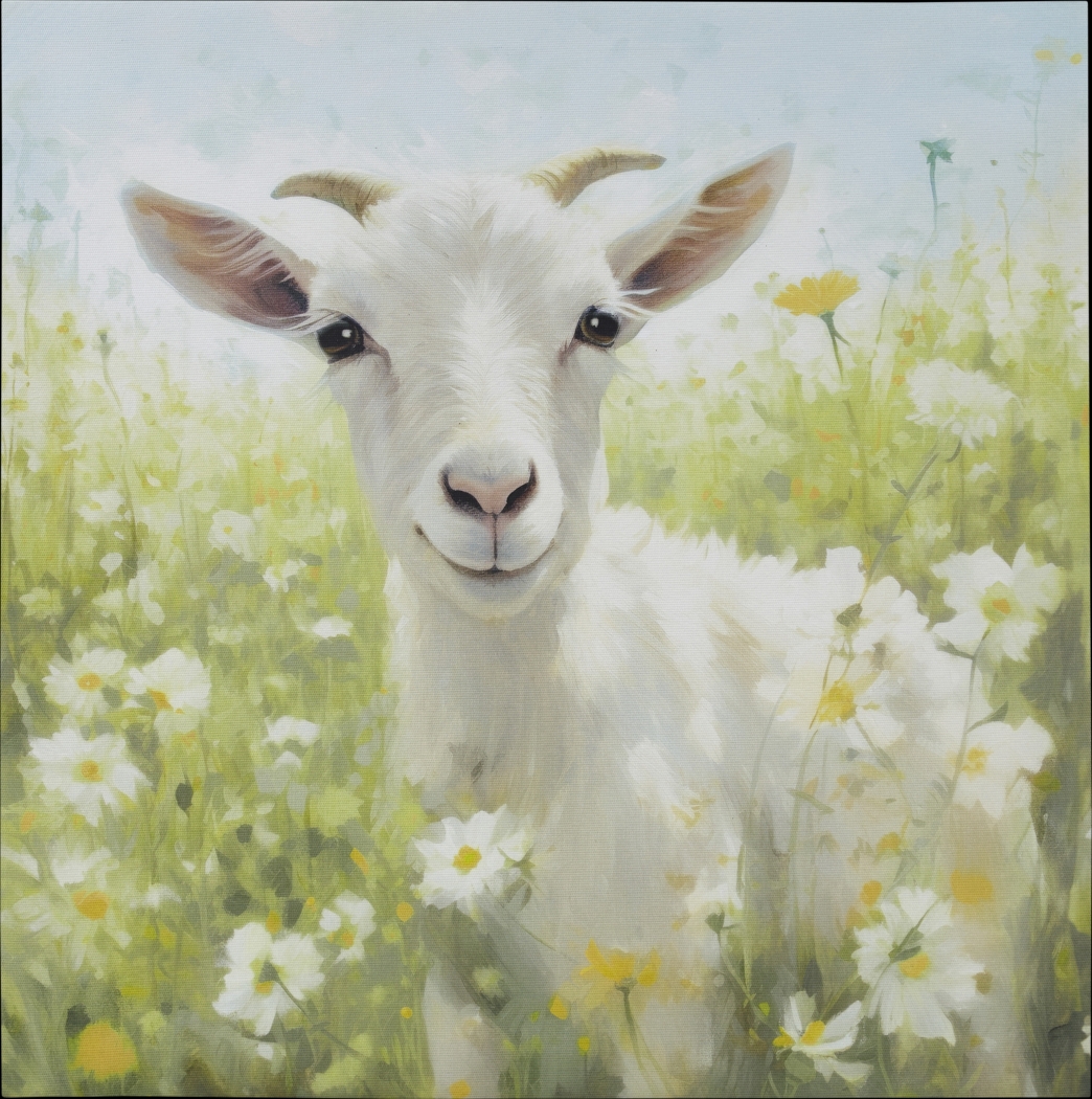 Goat Of Flowers Green Wall Decor - Thumbnail - Image 1