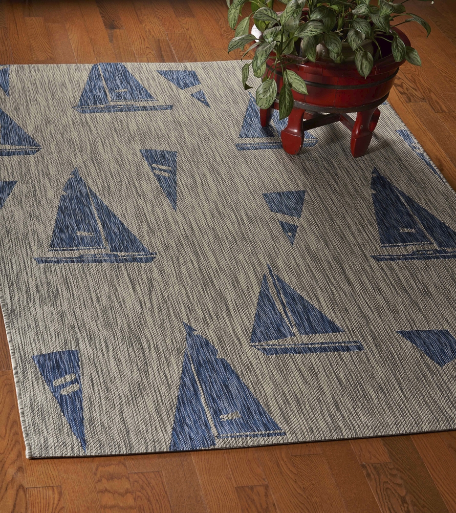 Godegan Gray/Navy 7'9 x 9'5 Indoor/Outdoor Rug - Thumbnail - Image 3