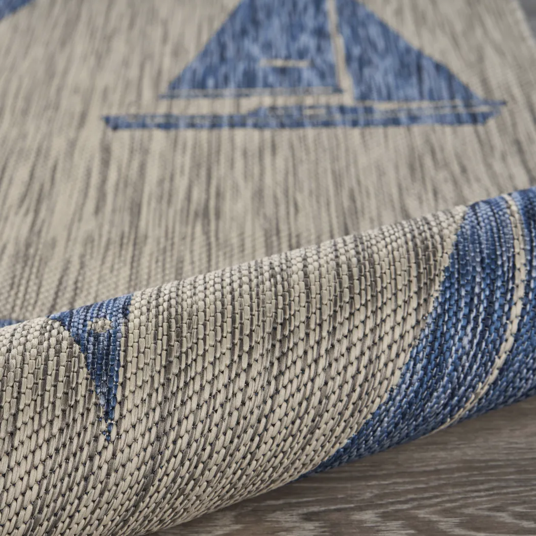 Godegan Gray/Navy 7'9 x 9'5 Indoor/Outdoor Rug - Image 5