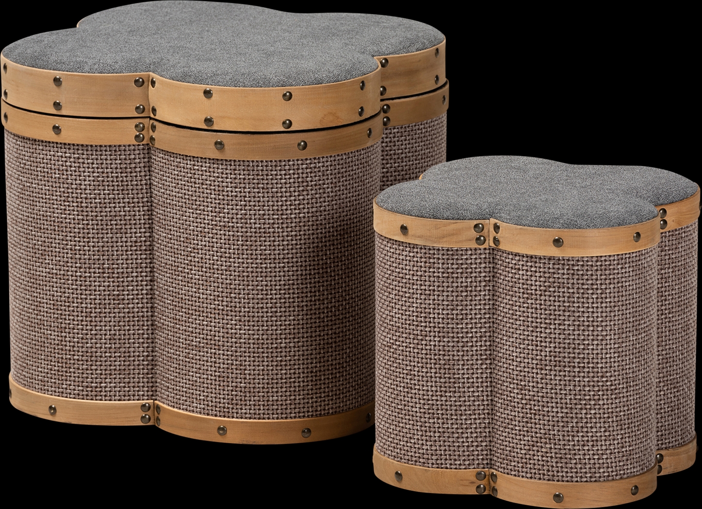 Godon Brown Ottoman, Set of 2 - Thumbnail - Image 1