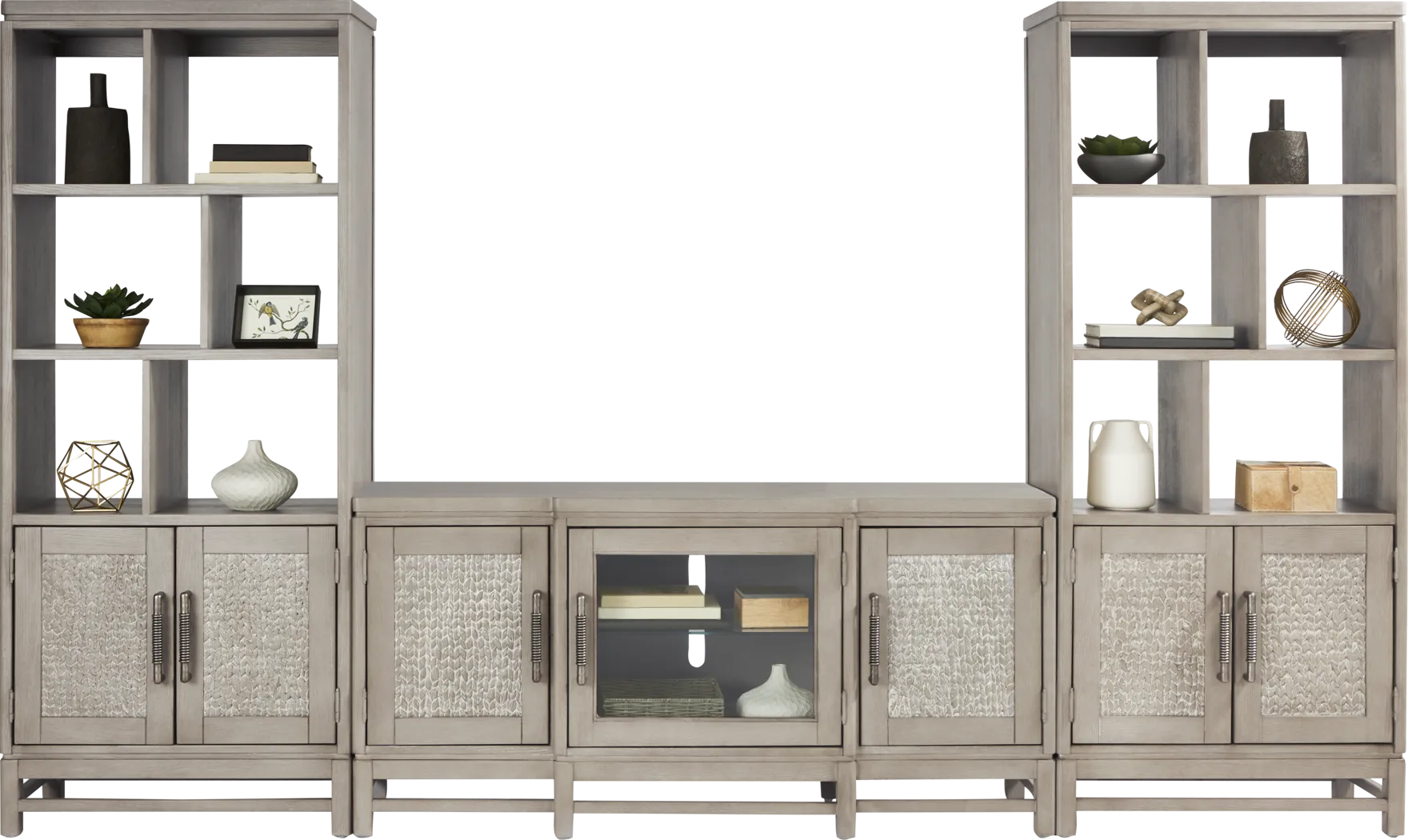 Golden Isles Gray 3 Pc Wall Unit with 64 in. Console - Thumbnail - Image 2