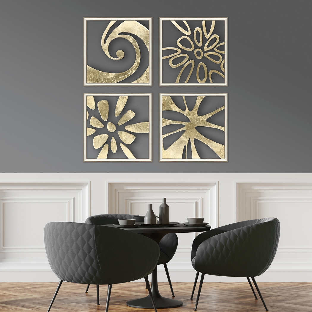 Golden Splash II Framed Artwork, Set of 4 - Thumbnail - Image 2