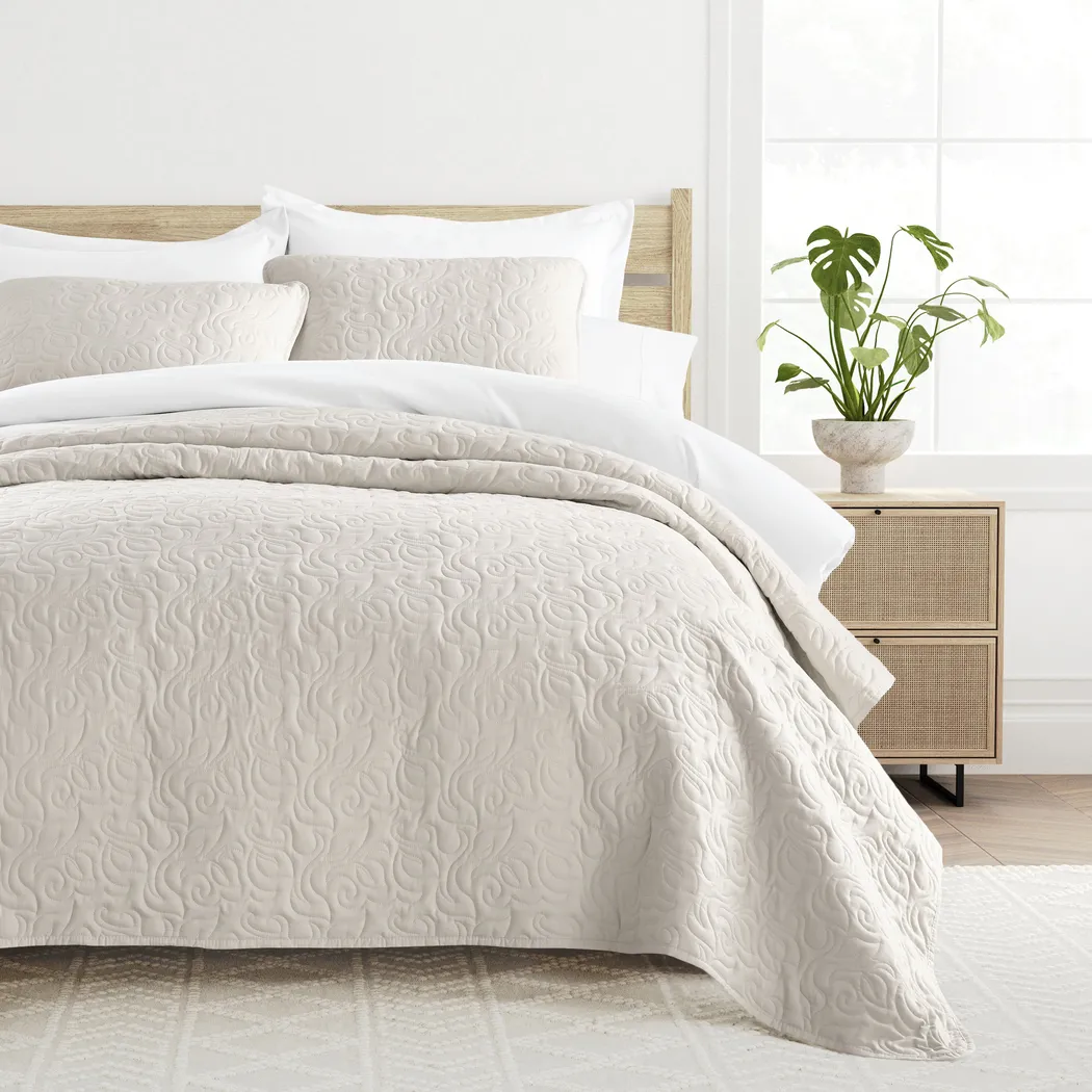 Goldhorn Beige 3 Pc Queen Quilt Set - Thumbnail - Image 3