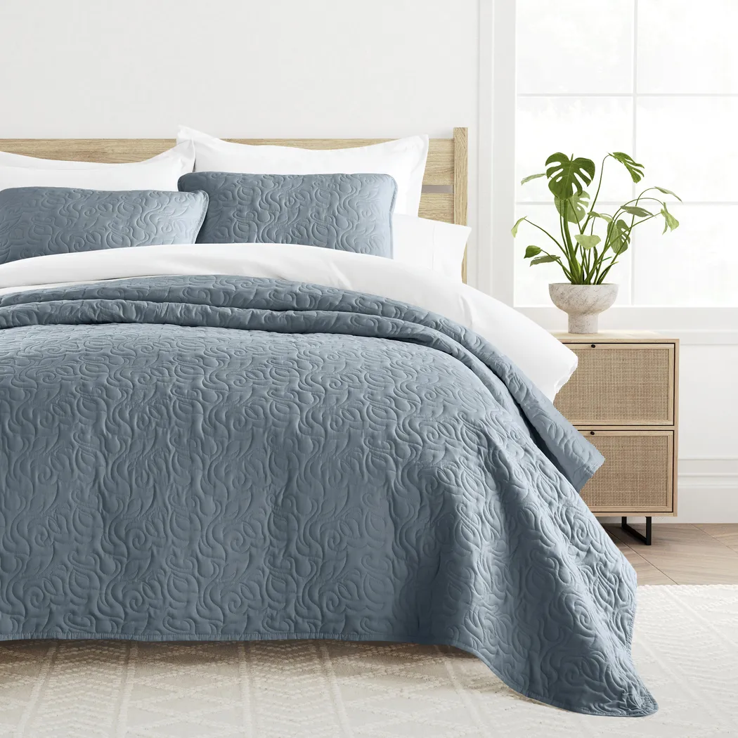 Goldhorn Blue 3 Pc King Quilt Set - Thumbnail - Image 3