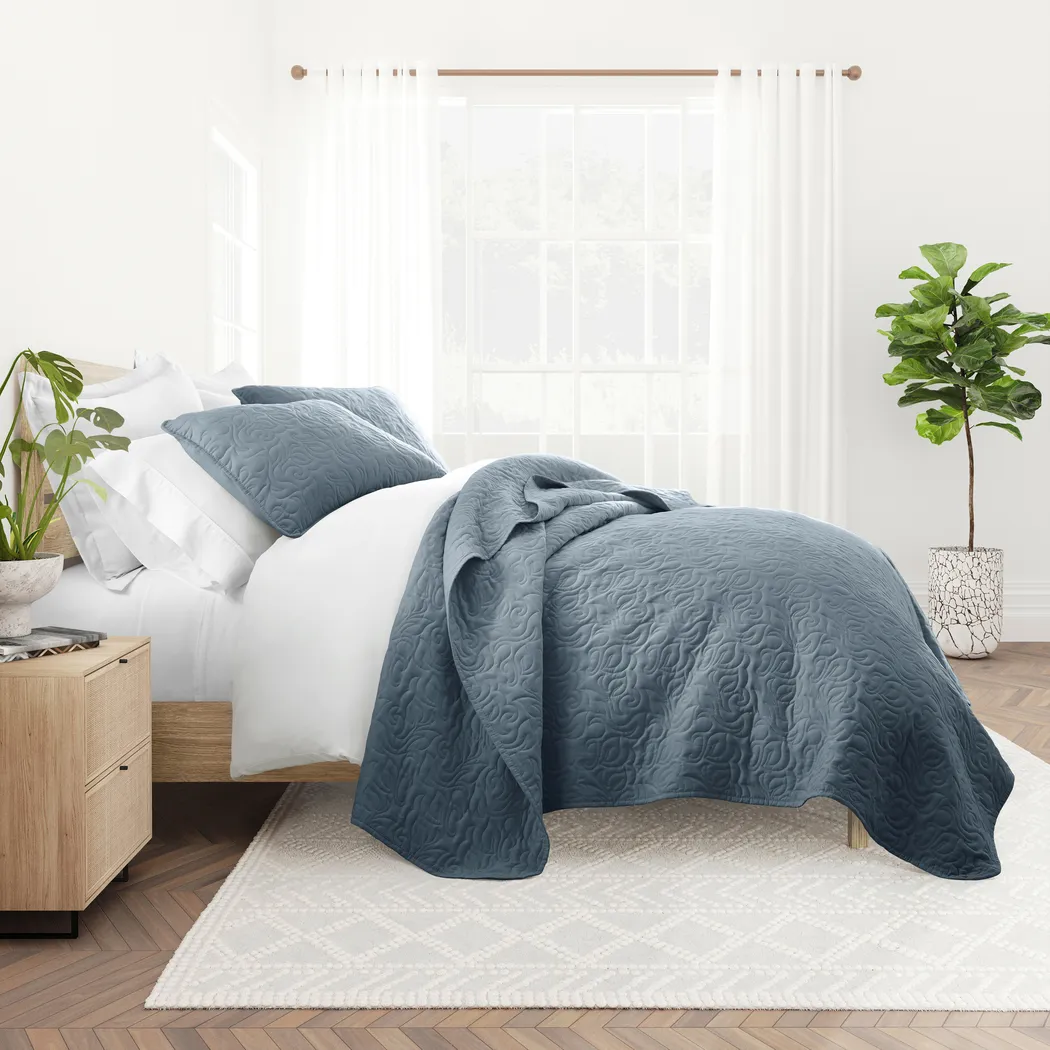 Goldhorn Blue 3 Pc King Quilt Set - Thumbnail - Image 4