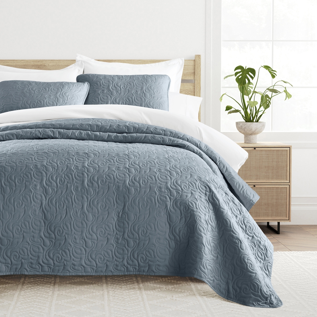 Goldhorn Blue 3 Pc Queen Quilt Set - Thumbnail - Image 3