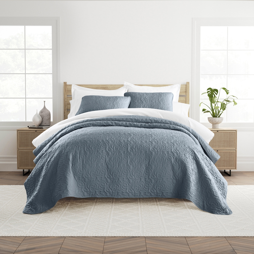 Goldhorn Blue 3 Pc Queen Quilt Set - Thumbnail - Image 1