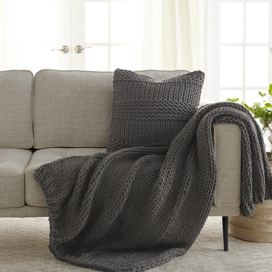 Goldriver Gray Throw Blanket Set - Thumbnail - Image 4