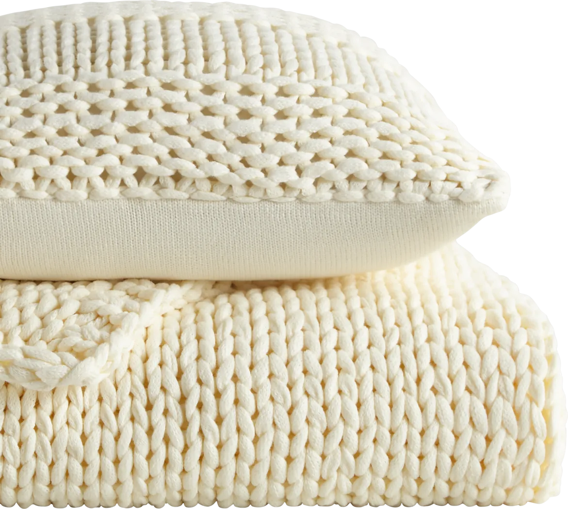 Goldriver Ivory Throw Blanket Set - Thumbnail - Image 2
