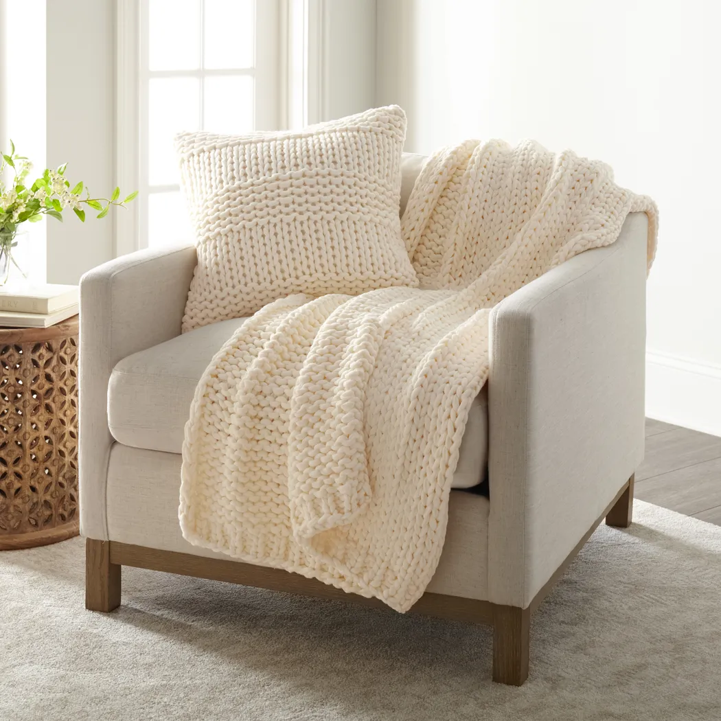 Goldriver Ivory Throw Blanket Set - Thumbnail - Image 3