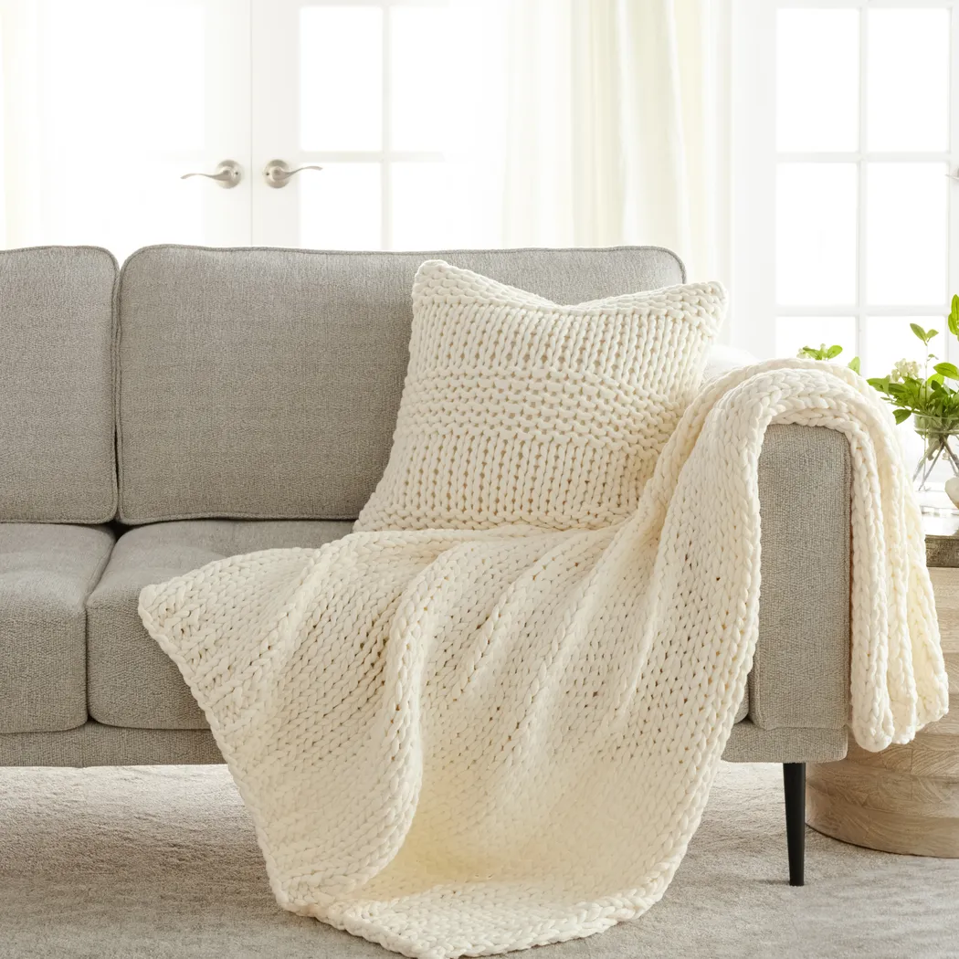 Goldriver Ivory Throw Blanket Set - Thumbnail - Image 4