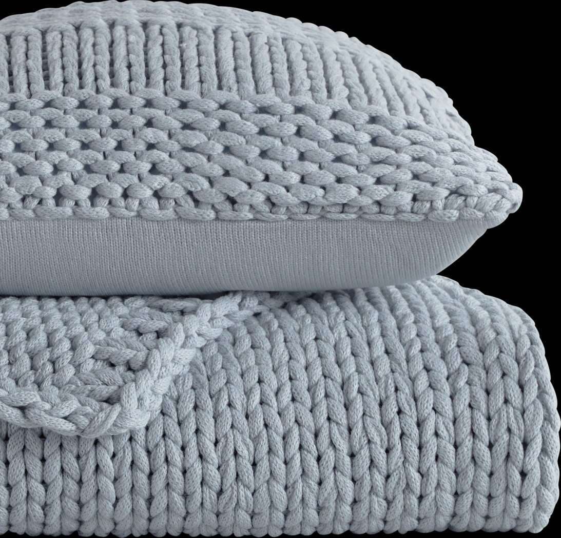 Goldriver Light Blue Throw Blanket Set - Thumbnail - Image 2