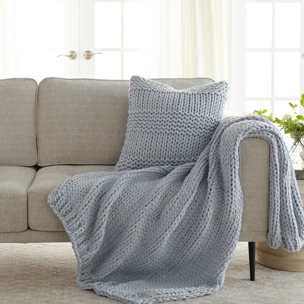 Goldriver Light Blue Throw Blanket Set - Thumbnail - Image 4