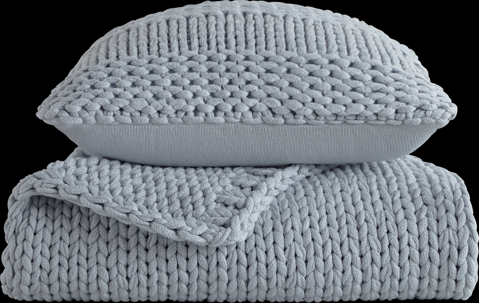 Goldriver Light Blue Throw Blanket Set - Thumbnail - Image 1