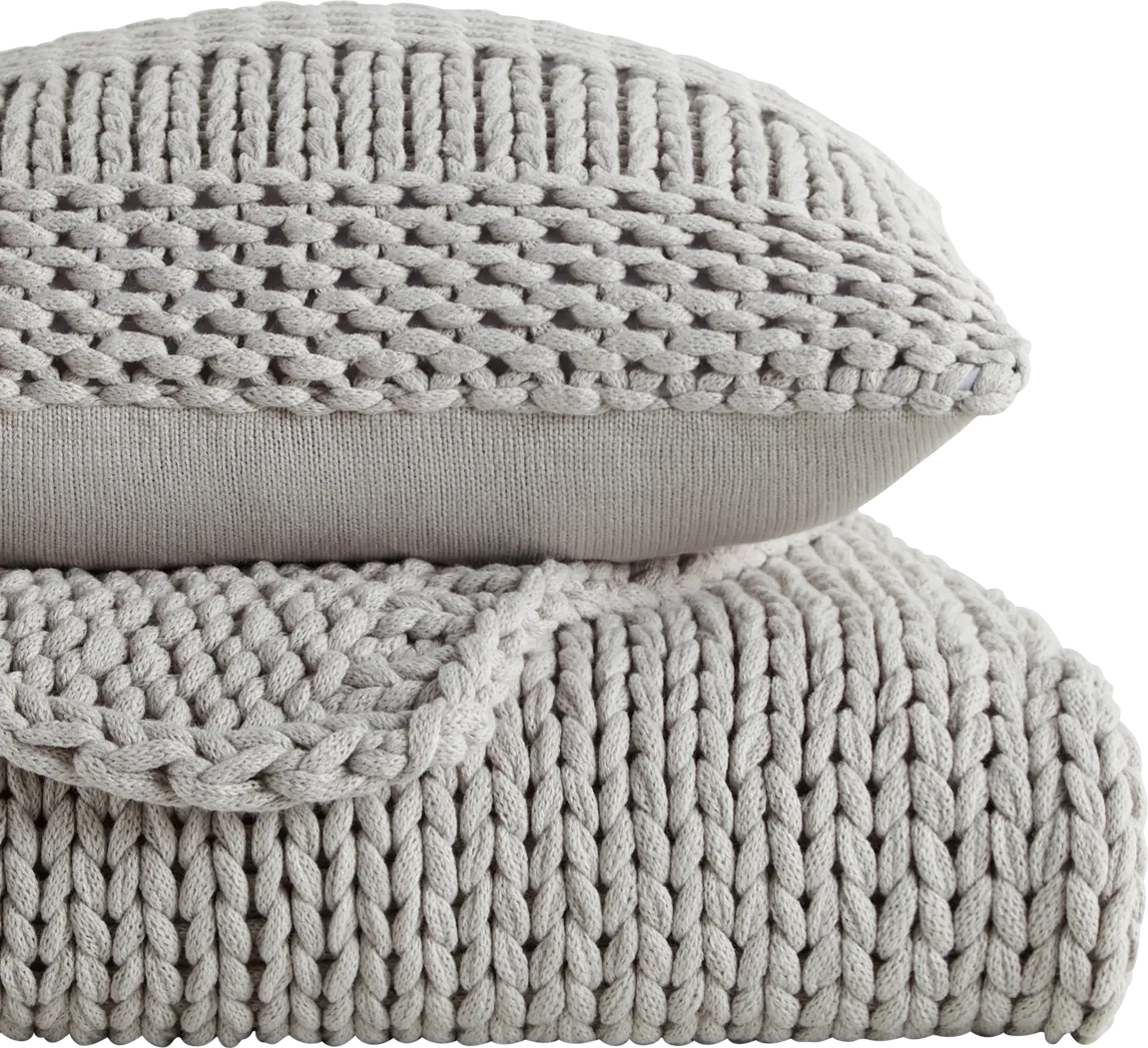 Goldriver Light Gray Throw Blanket Set - Thumbnail - Image 2