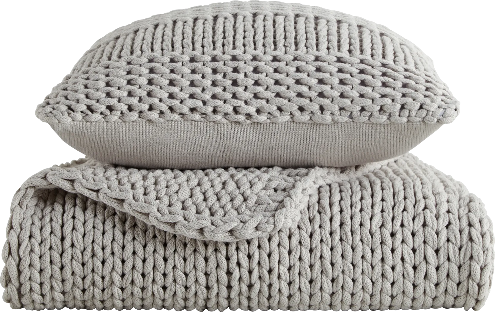 Goldriver Light Gray Throw Blanket Set - Thumbnail - Image 1