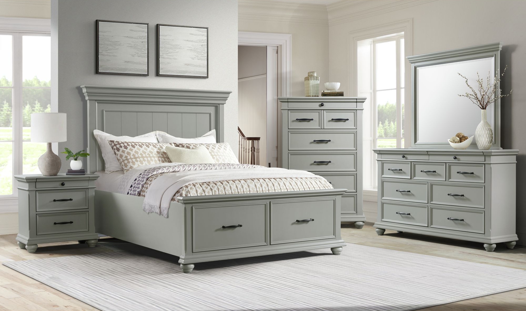 Goodpasture Gray Nightstand with USB - Thumbnail - Image 2