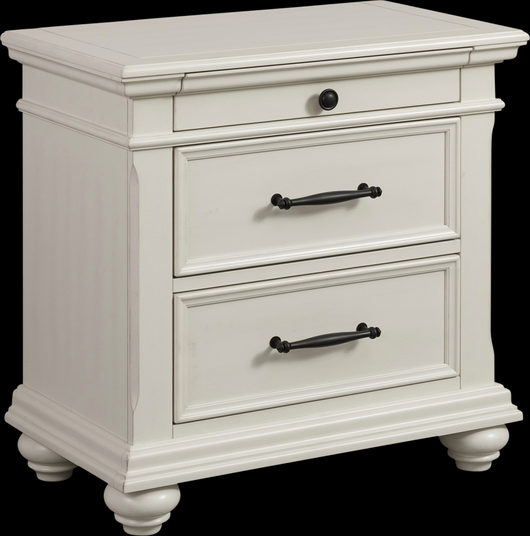 Goodpasture White Nightstand with USB - Thumbnail - Image 1