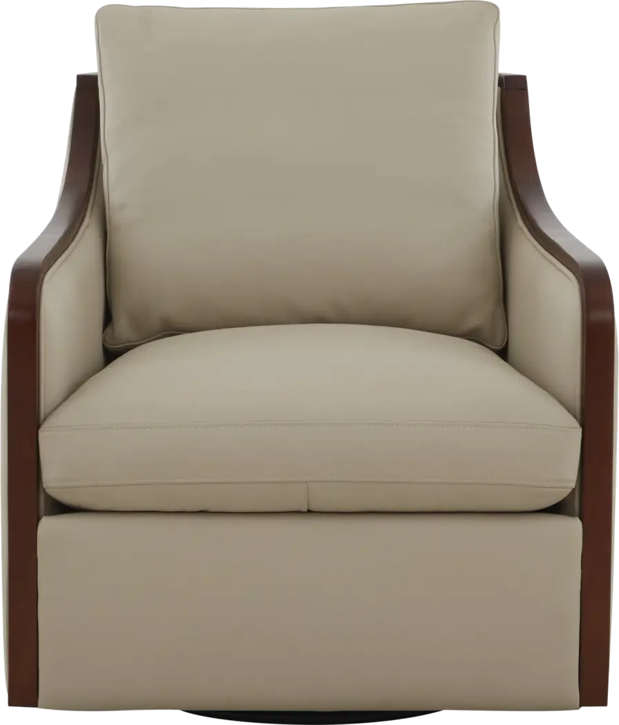 Gordon Beige Leather Swivel Chair - Thumbnail - Image 2
