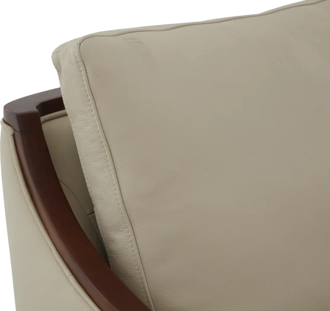 Gordon Beige Leather Swivel Chair - Thumbnail - Image 4