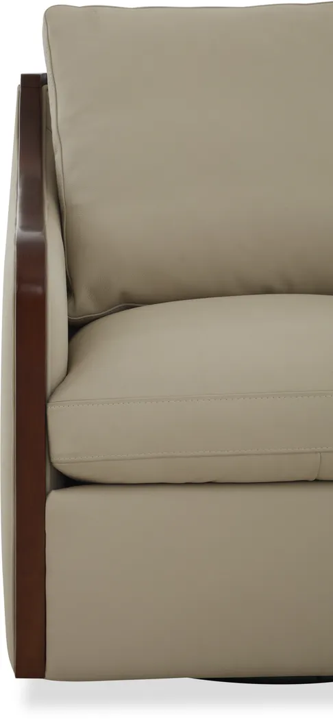 Gordon Beige Leather Swivel Chair - Image 6
