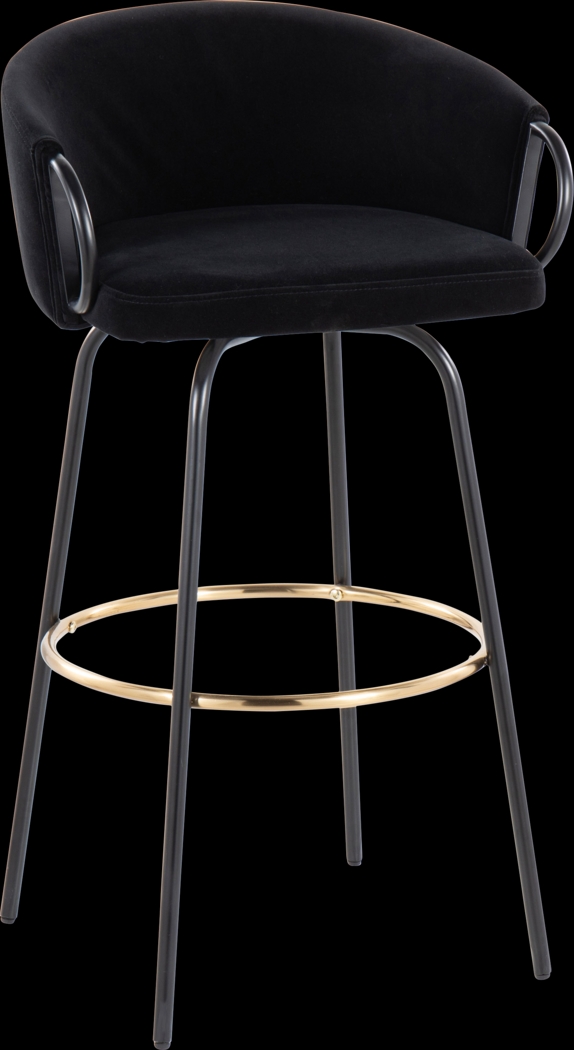 Gourdin Black Swivel Barstool, Set of 2 - Thumbnail - Image 3