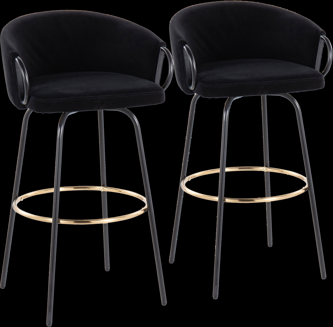 Gourdin Black Swivel Barstool, Set of 2 - Thumbnail - Image 1