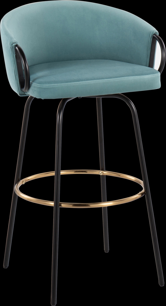 Gourdin Blue Swivel Barstool, Set of 2 - Thumbnail - Image 3