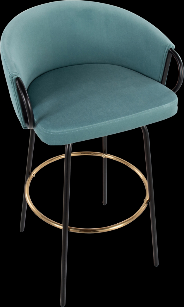 Gourdin Blue Swivel Barstool, Set of 2 - Thumbnail - Image 4