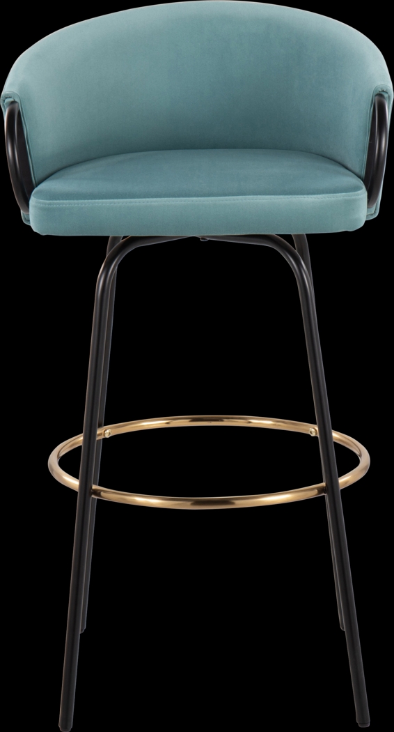 Gourdin Blue Swivel Barstool, Set of 2 - Thumbnail - Image 5