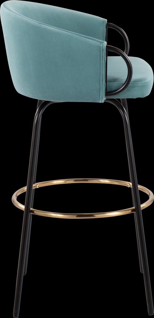 Gourdin Blue Swivel Barstool, Set of 2 - Thumbnail - Image 6
