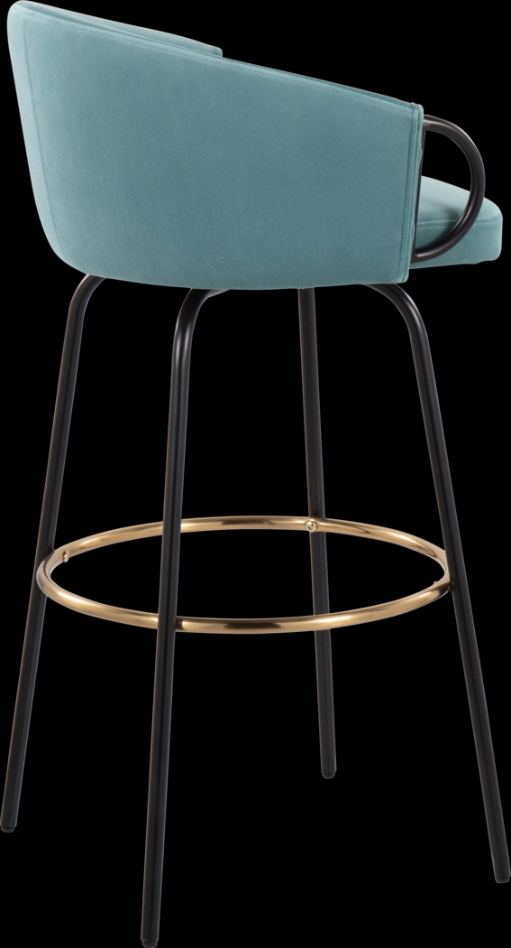 Gourdin Blue Swivel Barstool, Set of 2 - Thumbnail - Image 7