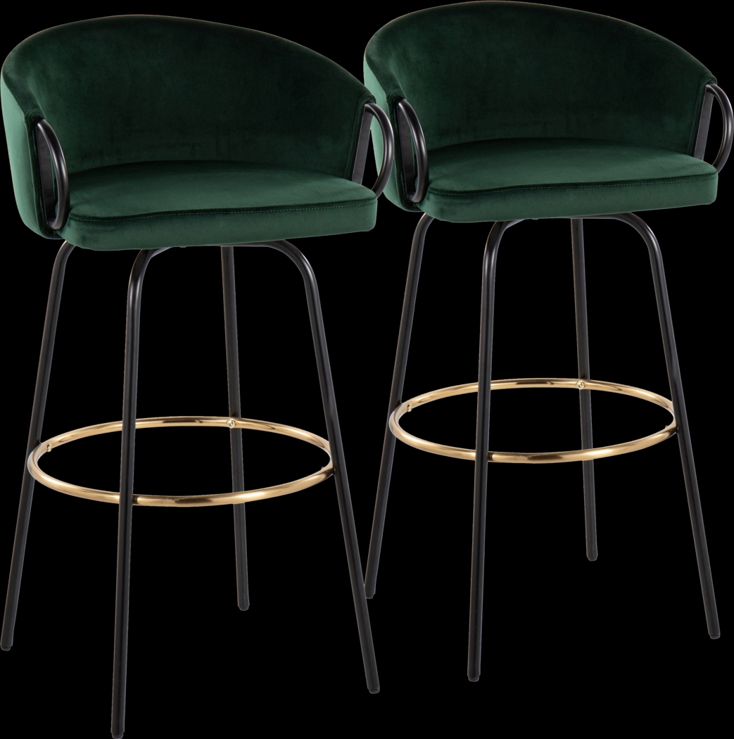 Gourdin Emerald Swivel Barstool, Set of 2 - Thumbnail - Image 1