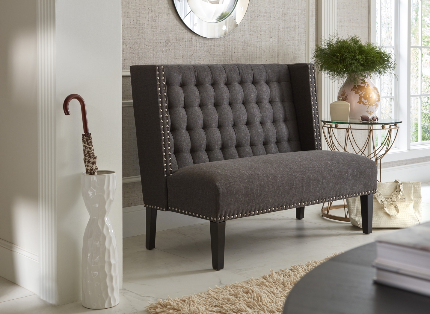 Gradstone Gray Settee - Thumbnail - Image 4