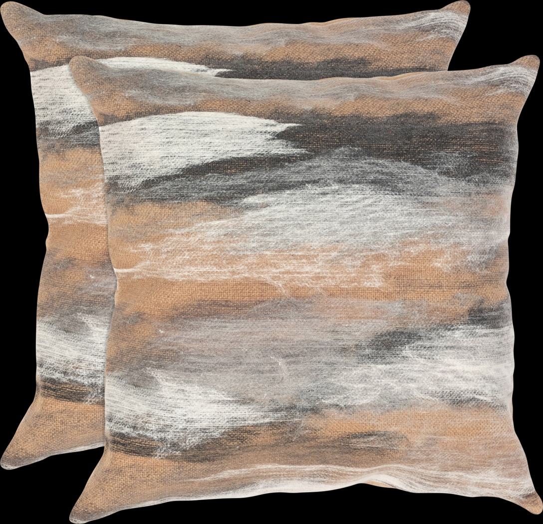 Graffolk Taupe Indoor/Outdoor Accent Pillow, Set of Two - Thumbnail - Image 1