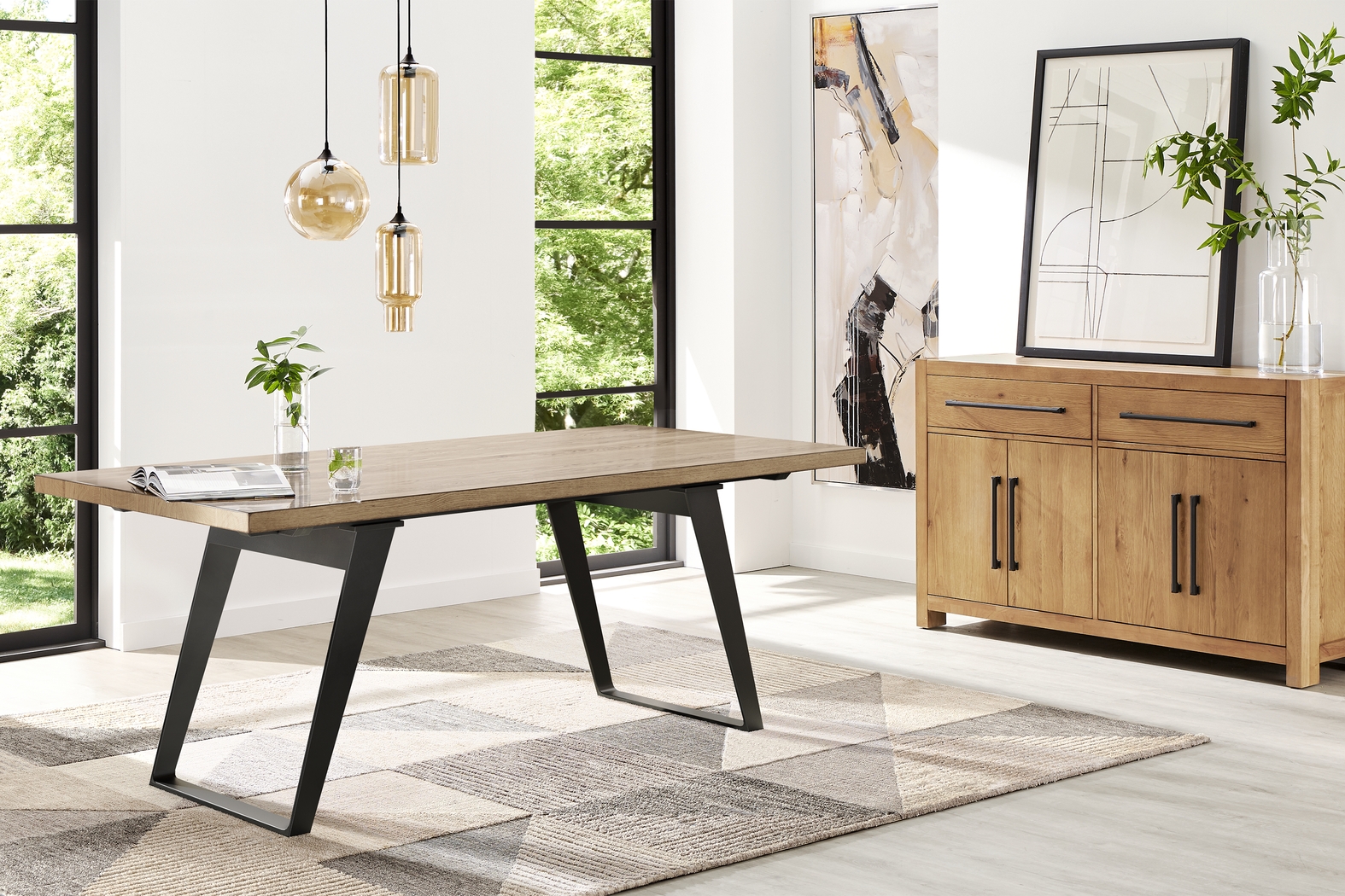 Grand Falls Brown 5 Pc Dining Room with Trenton Silver Side Chairs - Thumbnail - Image 4