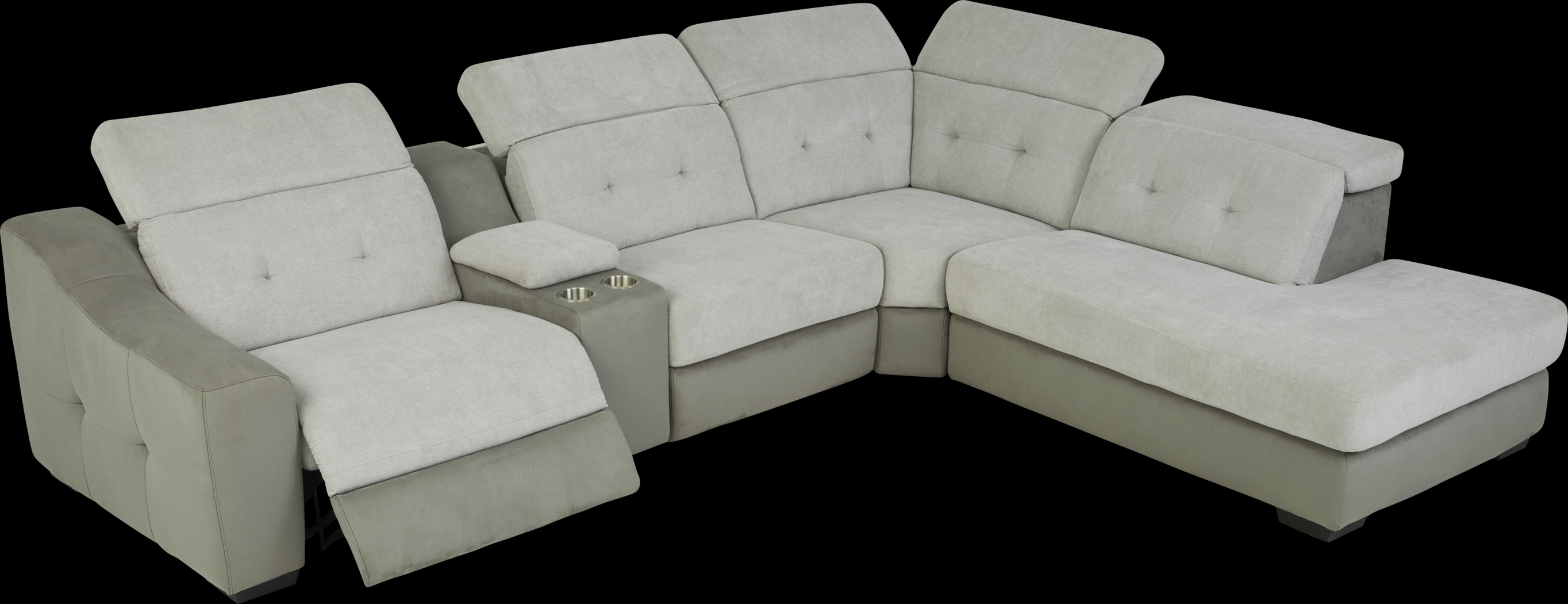 Grande Point Gray 5 Pc Dual Power Reclining Sectional - Thumbnail - Image 3