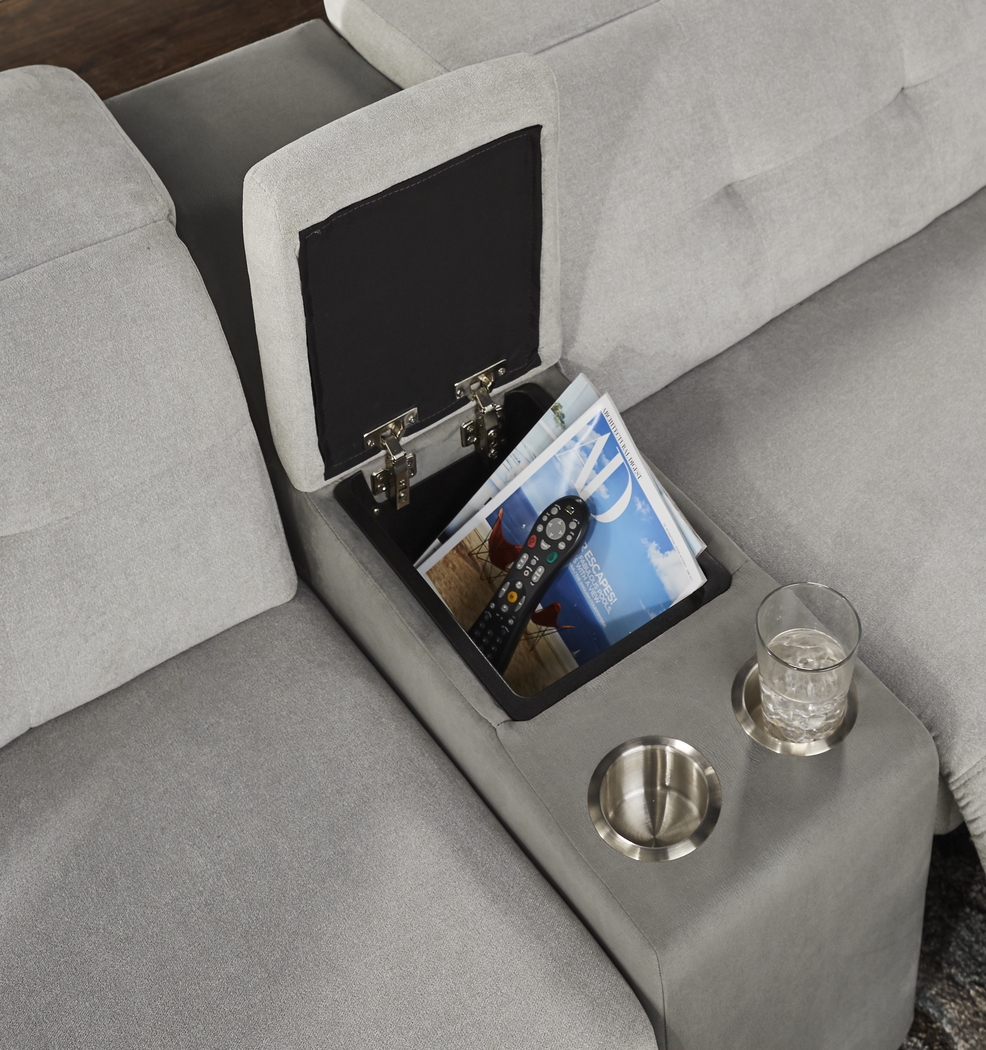 Grande Point Gray 5 Pc Dual Power Reclining Sectional - Thumbnail - Image 5