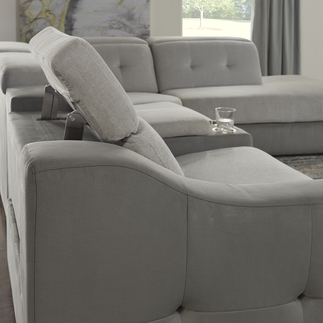 Grande Point Gray 5 Pc Dual Power Reclining Sectional - Thumbnail - Image 6