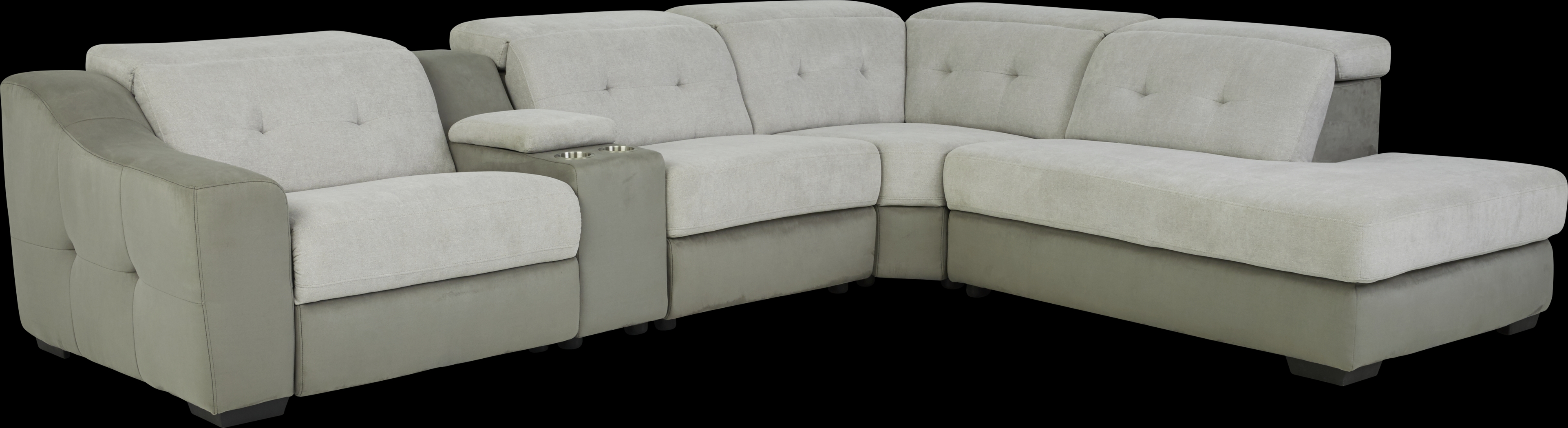 Grande Point Gray 5 Pc Dual Power Reclining Sectional - Thumbnail - Image 1