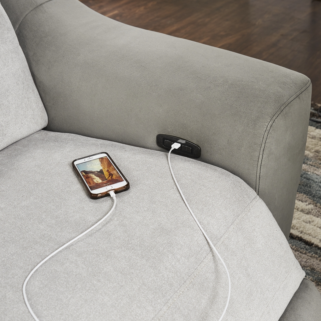 Grande Point Gray Dual Power Recliner - Thumbnail - Image 4