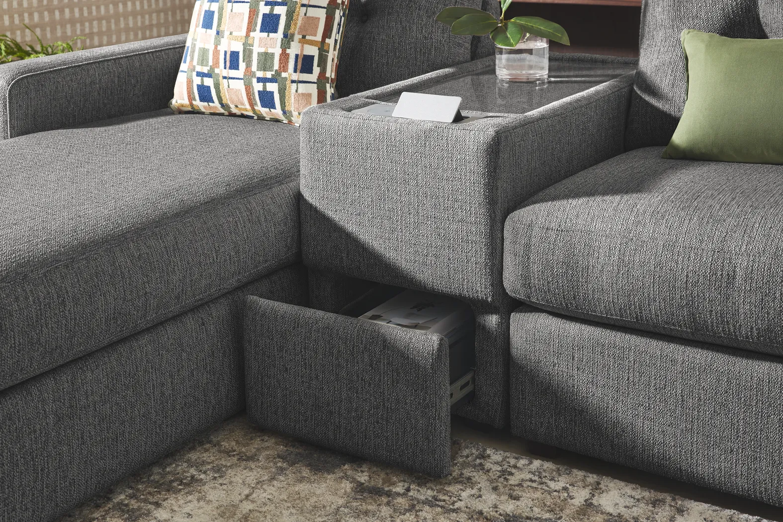 Granite 8 Pc Power Reclining ModularOne with Media Consoles - Image 5