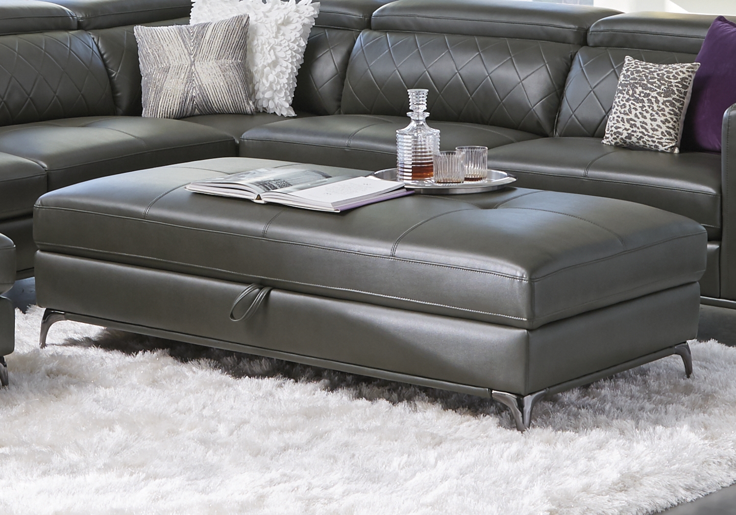 Via Sorrento Granite Storage Ottoman - Thumbnail - Image 4