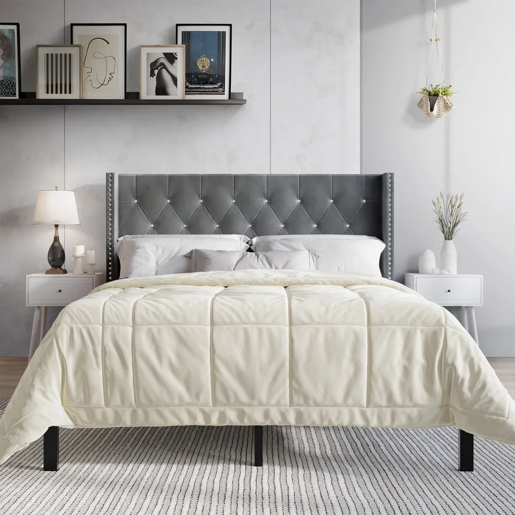 Granstreet Light Gray King Bed with 2 Nightstands - Thumbnail - Image 2